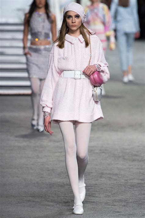 pink white stripe chanel dress 2018|Chanel runway dresses.